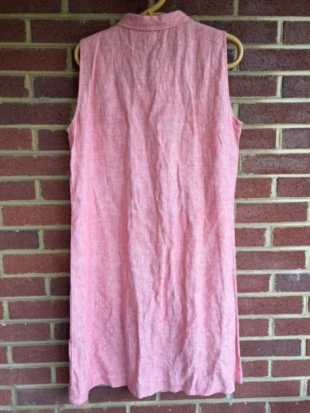 Garnet Hill Pink Classic Linen Shirtdress Women's 12